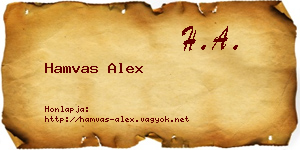 Hamvas Alex névjegykártya